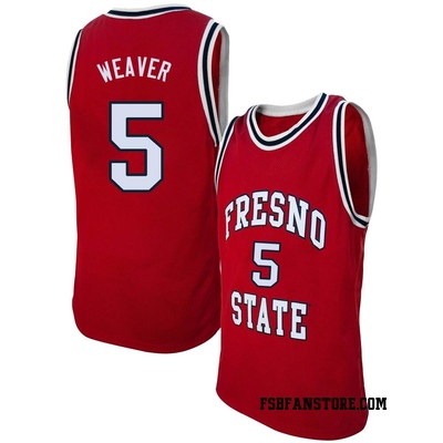Men's Jalen Weaver Fresno State Bulldogs Replica Original Retro Brand Basketball Jersey - Red